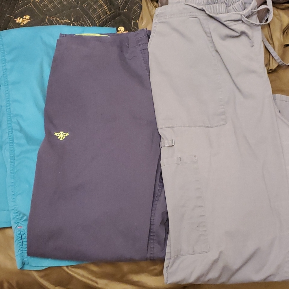 Teal and Navy Med Couture, Grey SB Scrub Bottoms only. Medium